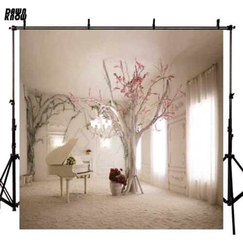 DAWNKNOW Indoor Vinyl Photography Background Piano Flower Tree Photocall Backdrop For Wedding Photo Studio Props 4138