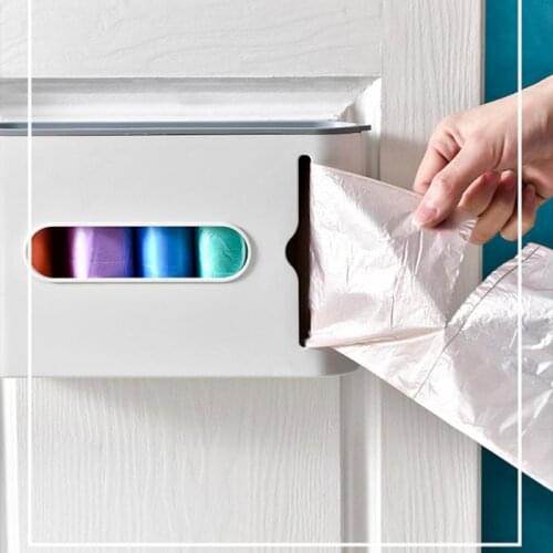 Large-capacity Garbage Bag Storage Box Wall-mounted Plastic Bag Shopping Bag Organizer Removable Sorting Box Kitchen Bath Supply