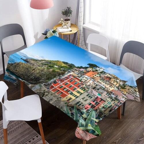 3D Tablecloth European Town Pattern Waterproof Coffee Table Cloth Oxford Fabric Table Cover Wedding Decoration Picnic Blanket