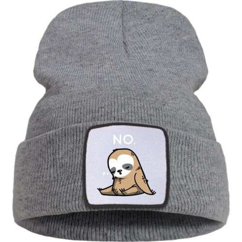No Sleep Cartoon Animal Sloth Printing 2020 Knitted Caps Soft Warm Winter Hat Outdoor Hip Hop Unisex Caps Comfort Creative Caps