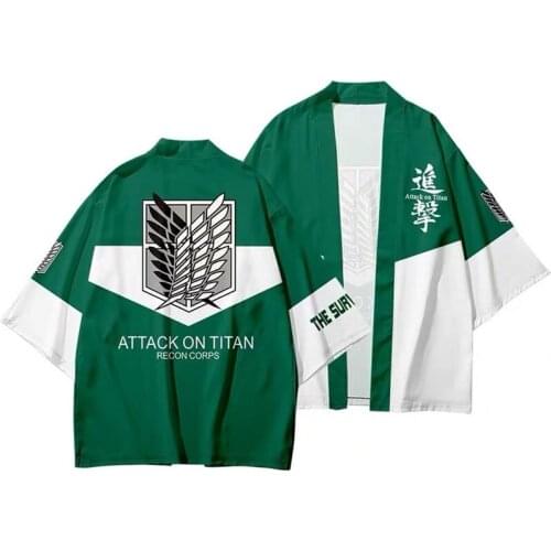 Anime Attack On Titan 3D Printing Japanese Kimono Haori Yukata Cosplay Fashion Summer Casual Cool Short Sleeve Streetwear