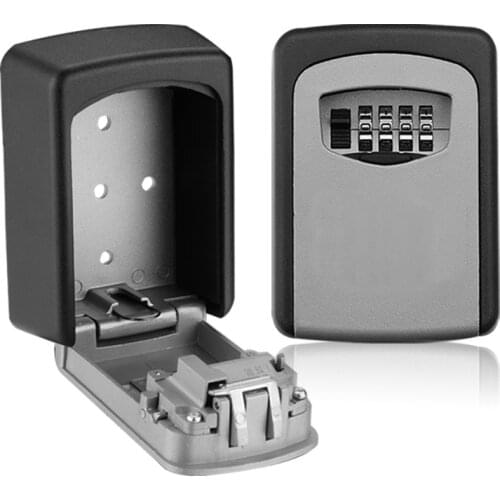 Key Safe Box Weatherproof 4 Digit Combination Key Storage Lock Box Indoor Outdoor Password Lock Hidden Keys Storage Box