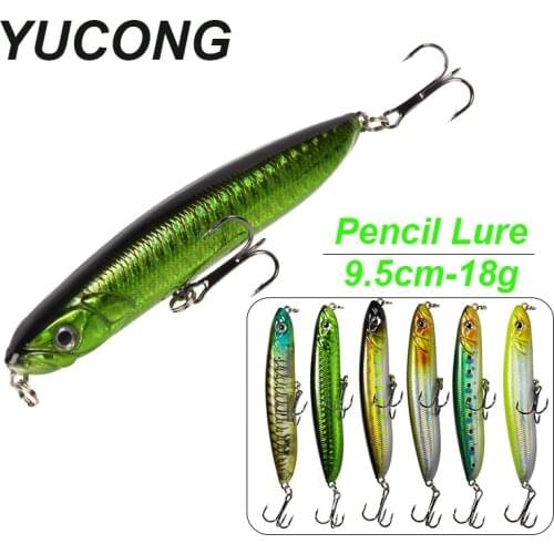YUCONG 1PCS Pencil Bait 9.5cm-18g Sinking Fishing Lure Long Casting Stick Wobbler Swimbait Artificial Hard Bait Bass Pesca Isca