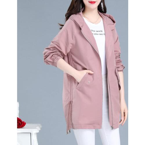 Double Layer Womens Hooded Jackets 2021Autumn Causal Famale Long Windbreaker Women Basic Pink Coat And Lining Plus Size 4XL 230