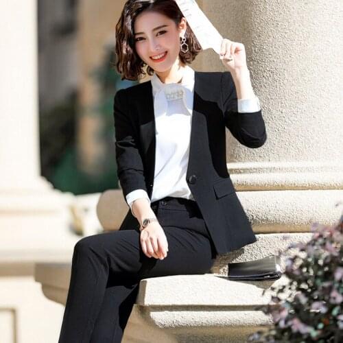 Womens suits new temperament casual autumn and winter professional wear fashion wild trousers suit womens two-piece suit
