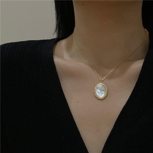 2021 New 14KGF Natural Shell Pearl Necklace Handmade Jewelry Choker Pendants Femme Collares Boho Necklace for Women