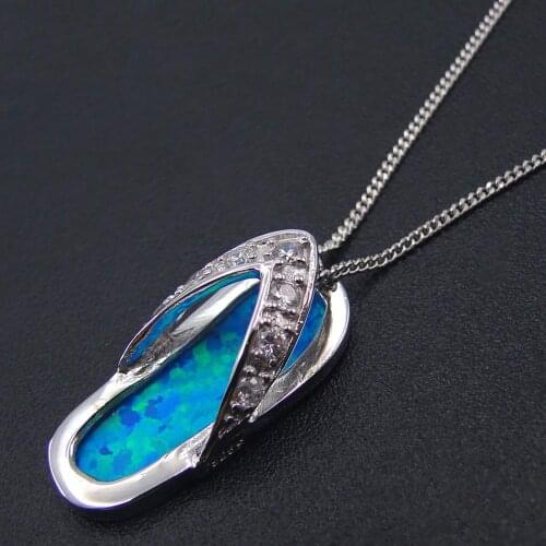 925 Sterling Silver flip flop Pendant Fire Opal Pendant Necklace For Gift