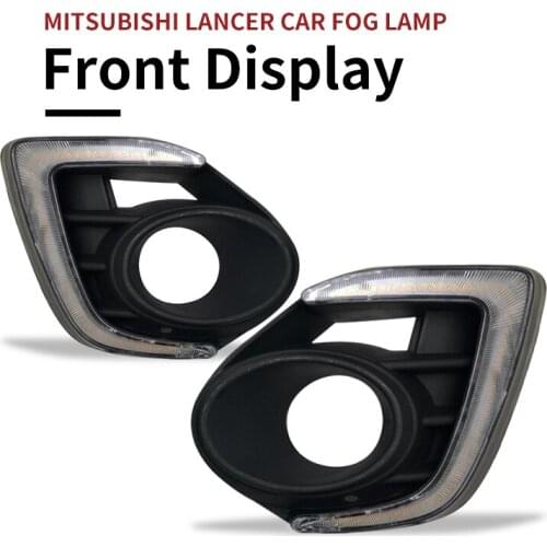 1 Pair LED Fog lamp For Mitsubishi Lancer 2016 2017 2018 2019 12 V LED Daytime Running Light +LED fog light with yellow signal
