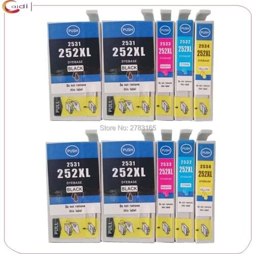 10PCS Compatible ink Cartridge for Epson 252 T252 XL Epson WorkForce WF-3620 WF-3640 WF-7110 WF-7610 WF-7620 Pro WF-5190 WF-5620