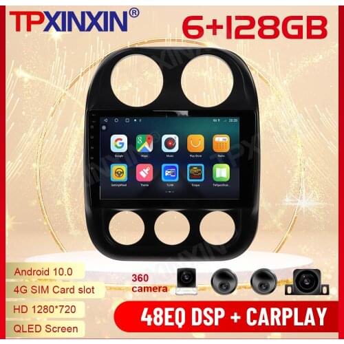 2 Din Carplay Android Radio Receiver Multimedia Stereo For Jeep Compass 2010 2011 2012 2013 2014 2015 2016 BT Recorder Head Unit