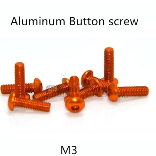 20pcs M3*5/6/8/10/12/14/16mm Orange color Aluminum Hex socket button head cap screw for RC Model screws