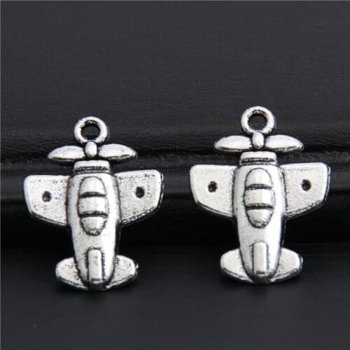 20pcs Silver Color Airplane Charms Plane Pendant Air Travel Jewelry Finding A2971