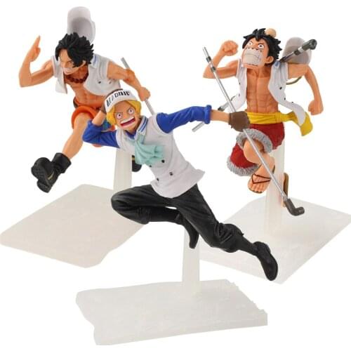 3pcs/Set 16-18cm OP Anime Ace Sabo Luffy ASL with Stick Runing Action Figure Cartoon Decoration Model Toys Kids GIft Brinquedos