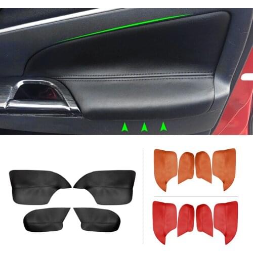 For Mitsubishi ASX 2013 2014 2015 2016 4PCS Interior Microfiber Leather Door Panel Armrest Cover Protection Trim
