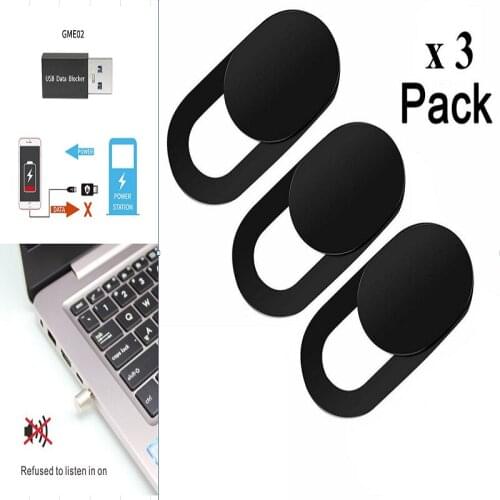 5Pcs Privacy Protection Set for Smartphone Laptop Desktop 1PC USB Data Blocker +1PC MIC Audio Blocker+3PCS Webcam Cover