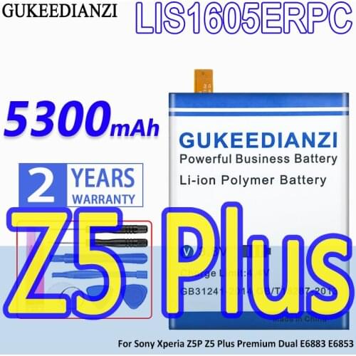 High Capacity GUKEEDIANZI Battery LIS1605ERPC 5300mAh For Sony Xperia Z5P Z5 Plus Premium Dual E6883 E6853 Z5Plus Z5 P