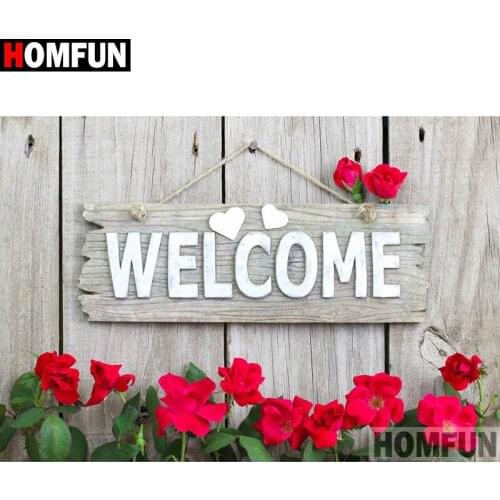 HOMFUN Full Square/Round Drill 5D DIY Diamond Painting "Flower text landscape" Embroidery Cross Stitch 3D Home Decor Gift A13320