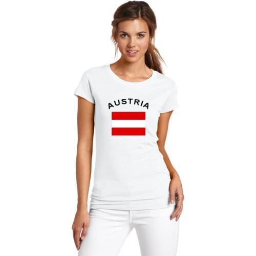 BLWHSA New Arrivals AUSTRIA Fans Cheer T-Shirt Women Clothing Cotton National Flag Short Sleeve Summer Tops & Tees
