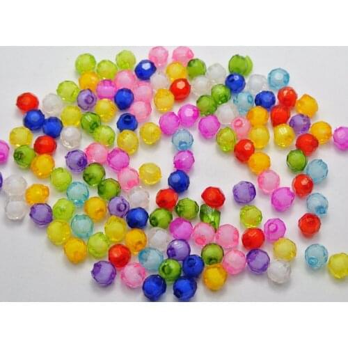 500 Mixed Color Acrylic Faceted Round Beads 6mm "Bead in Bead"