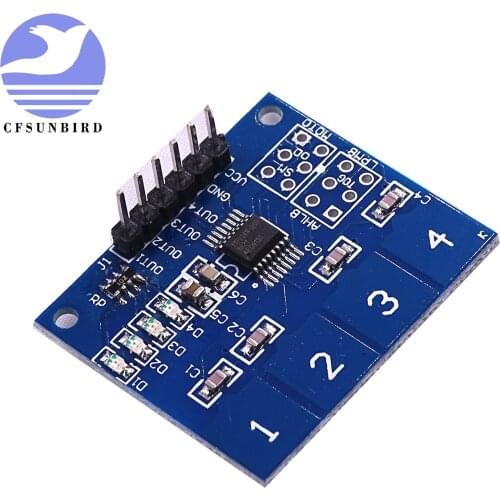 CFsunbird 50PCS/LOT TTP224 4-way 4Channel Capacitive Touch Switch Digital Touch Sensor Module