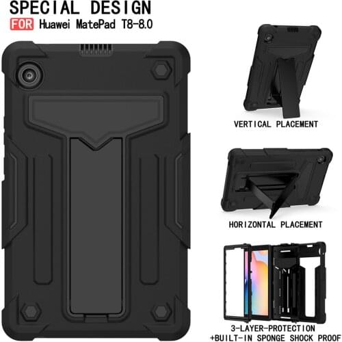 Case For Huawei MatePad T8 2020 8.0 tablet 3 layer protection portable back Adjustable bracket Heavy Shockproof Cover+Film+Pen