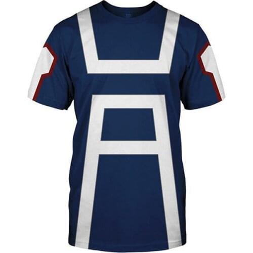 My Hero Academia T Shirt Midoriya Izuku 3D Printing Short Sleeve T-shirt O-Neck Cotton Boku no Hero Academia Blue Tee Shirt