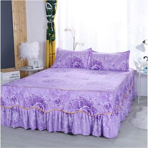 3 Pcs Bedding Set Fitted Sheet Bed with Skirt Linen Sheets Printing Fitted Bed Sheet For Home Mattress Cover With Pillowcases