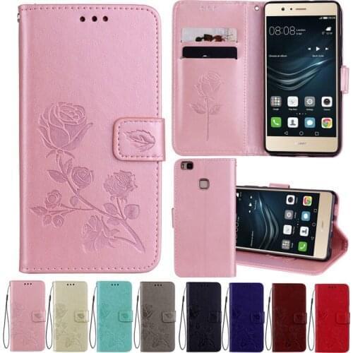 Leather Case For Huawei P9 Lite Cases Wallet Cover Flower Design Phone Case for Huawei P9 Lite