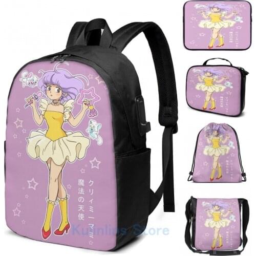 Funny Graphic print Creamy Mami USB Charge Backpack men School bags Women bag Travel laptop bag
