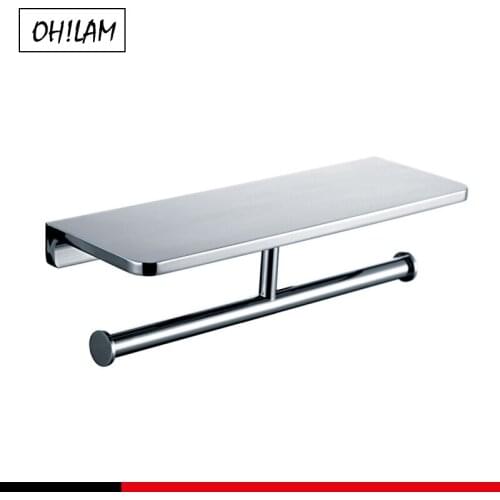 Brass Paper Holder With Shelf Bathroom Mobile Phone Towel Rack 5Star Hotel Quality Accessory Toilet Paper Holder Box Tissue Box