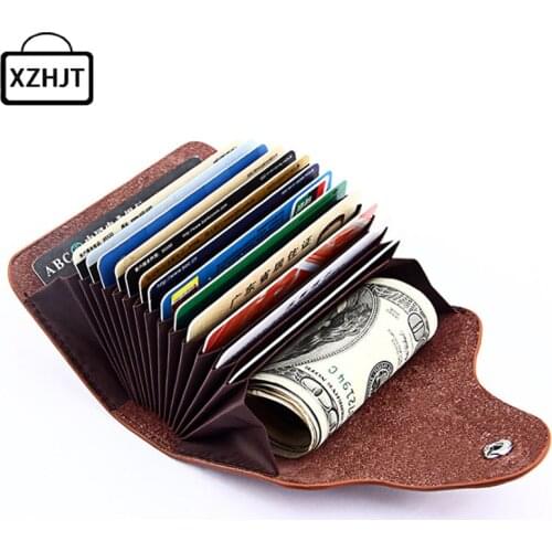 Fashion Genuine Leather Card Holder Women Men Cowhide Rfid Wallet For Credit Card Business Card Holders Organizer Bag Purse