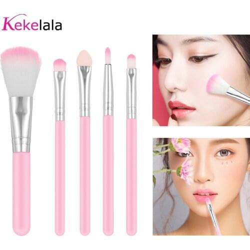 Kekelala Pro Pink 5Pcs Small Makeup Brush Set Portable Powder EyeShadow Eyelash Eyebrow Make Up Beauty Tool Bulk Sale