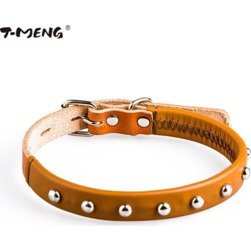 Punk Style Spiked Pet Dog Collar Genuine Leather Round Bullet Mushroom nails Rivet Studded Necklace Strap Collar Pet roducts