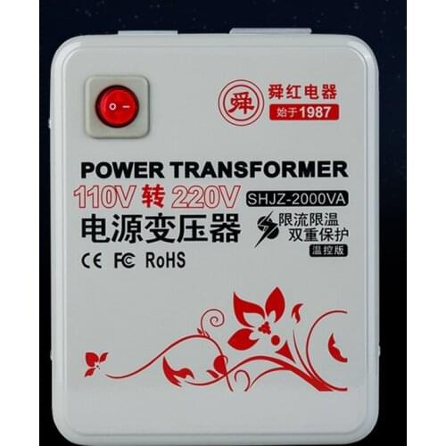 Fast Shipping SHJZ-2000VA 110v to 220v 2000W temperature control Step Down Voltage Converter Transformer Converts copper coil