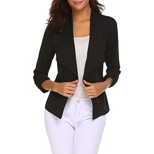 Oversize Casual Womens Blazer Coat Long Sleeve Turn-down Collar Black Female Coats 2021 Autumn Winter Office Ladies Outerwear