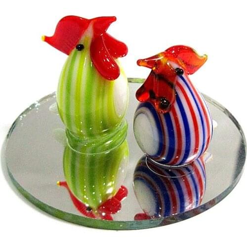 Handmade Gnome miniature glass chicken figurine Cartoon poultry animals Ornament Fairy Garden Home table top Decor Accessories