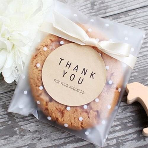 100pc Self Sealing Gift Bag Goodie Cookie Packaging Food Cake Package Self Adhesive Wave Point Transparent Bags Wrapping Suppliy