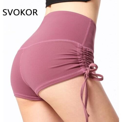 SVOKOR Fitness Shorts Women Sexy Sport Gym Short Summer Running Booty Lifting Pants High Waist Drawstring Workout