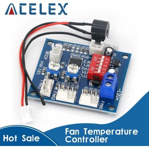 DC 12V 5A PWM PC CPU Fan Temperature Control Speed Controller Module Buzzer High-Temp Alarm NTC B 3950 Thermistor 50K