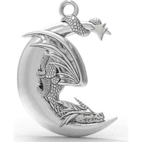 Vintage Dragon Myth Pendant Necklace Gothic Amulet Protection Jewelry For Gift