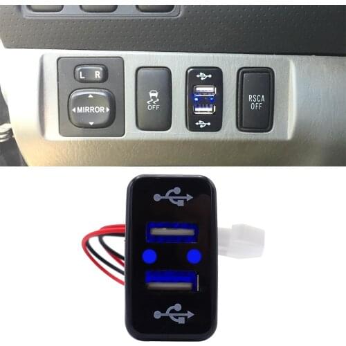 Wsen Dual USB Power Charger Blue Backlight USB Interface Fit For Toyota Tacoma Tundra 4Runner Cruiser Fortuner Hilux Highlander