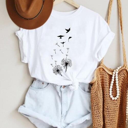 Women Cartoon Dandelion Lovely New Cute Style Fashion Summer Lady Print Tee Graphic T Top Female Tshirts Clothes T-Shirt