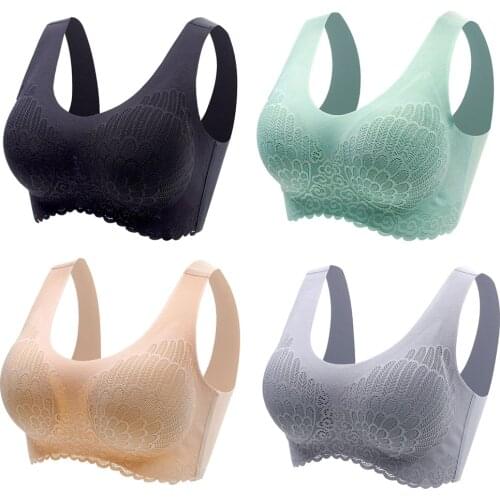 4 pc Seamless Bras For Women Underwear Vest Top Bra BH Lace Brassiere Push Up Bralette With Pad 2021 New