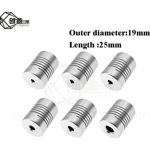 1pcs 5x8mm CNC Motor Jaw Shaft Coupler 5mm To 8mm Flexible Coupling OD 19x25mm wholesale Dropshipping 3/4/5/6/6.35/7/8mm