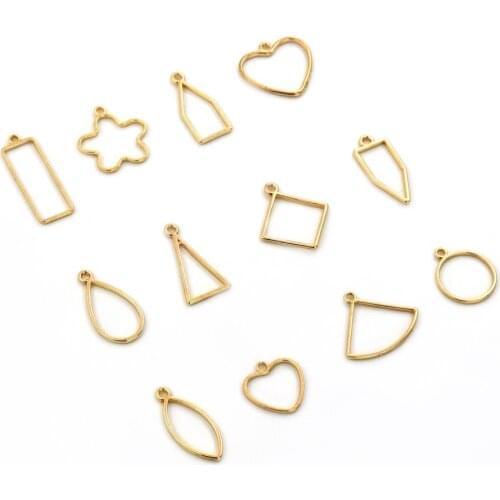 10 pcs Heart Square Water Drop Pendant Charm Epoxy Metal Mold For Jewelry Making Necklace Bracelet Making Accessories Wholesale