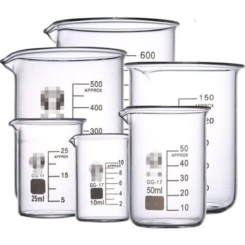 5/10/25/50/100/150/200/250/300/400/500/600/800/1000mL Glass Beaker with Handle Chemical Lab Glassware Borosilicate Glass GG-17