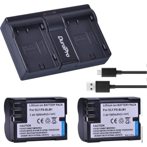 2pc PS-BLM1 PS BLM1 BLM-1 Li-ion Battery + Dual USB Charger for Olympus EVOLT E-300 E-330 E-500 E-510 C-5060 C-7070 C-8080 E-1