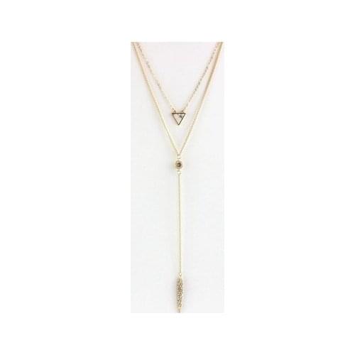 2016 New crystal jewelry valentines day gift Double layer bar white necklaces triangle rivet zircon necklace women