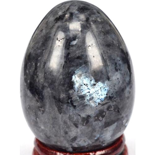 35x48mm Natural Gemstone LARVIKITE LABRADORITE Sphere Egg Healing Reiki Crafts Stone Massage Finger Exercise