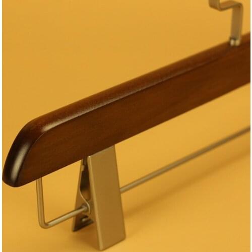50pcs Luxury Anti-Skidding Natural Wooden Hanger With Clips For Pants Skirt Adult Clothes Clamp Stand Hanger